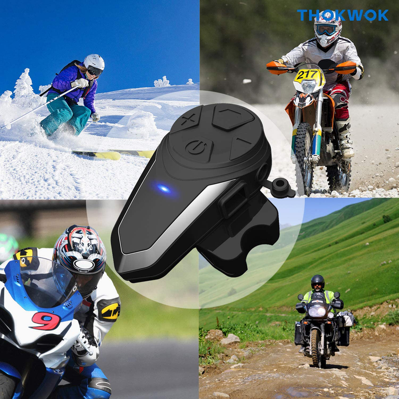 THOKWOK Motorcycle Bluetooth Intercom,BT-S3 1000m Helmet Bluetooth Headset, Motorcycle Bluetooth Communication System for Ski/ATV/Dirt Bike/Off Road Up to 3 Riders(Boom Microphone, Pack 1)  THOKWOK   