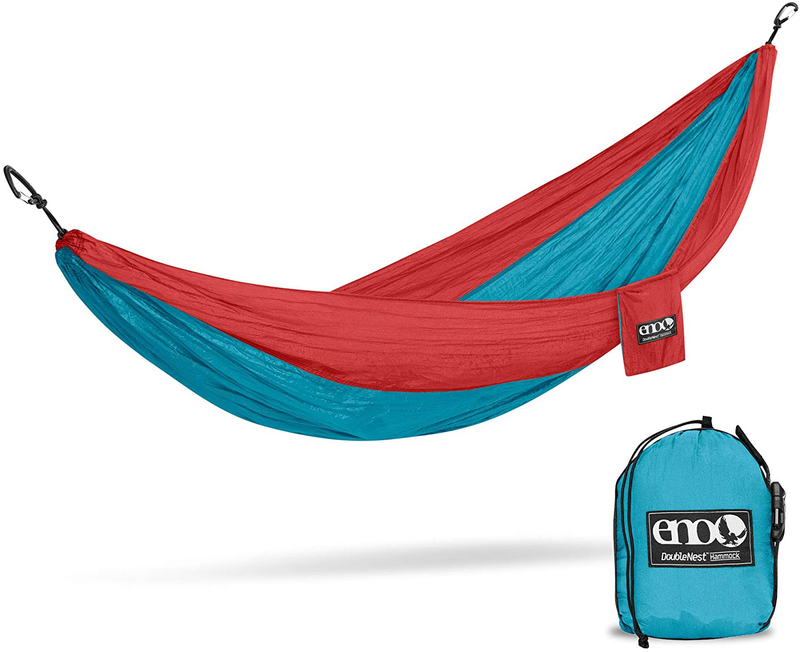 ENO, Eagles Nest Outfitters DoubleNest Lightweight Camping Hammock, 1 to 2 Person, Seafoam/Grey Home & Garden > Lawn & Garden > Outdoor Living > Hammocks ENO Aqua/Red Standard Packaging 