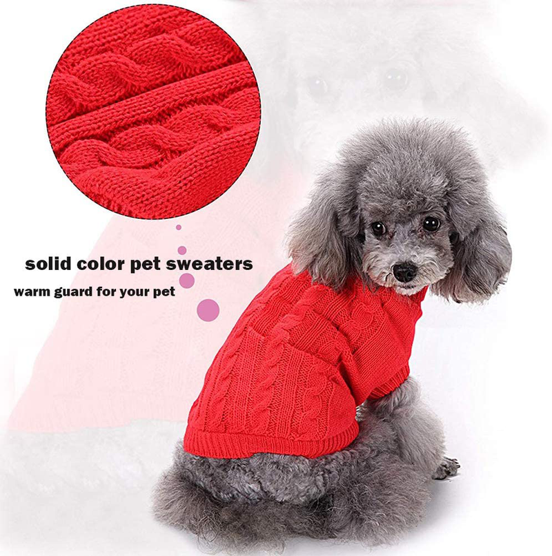 Sunteelong Dog Sweater Turtleneck Knitted Puppy Sweater Warm Pet Winter Clothes Cat Clothes Small Dogs Sweaters for Cold Weather (Red, M) Animals & Pet Supplies > Pet Supplies > Cat Supplies > Cat Apparel SunteeLong   