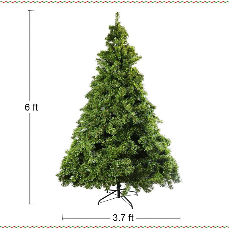 JEFEE 6FT Christmas Tree, Premium Artificial Tree with Solid Foldable Metal Stand, Xmas Décor for Indoor and Outdoor, Green (777Tips)… Home & Garden > Decor > Seasonal & Holiday Decorations > Christmas Tree Stands JEFEE   