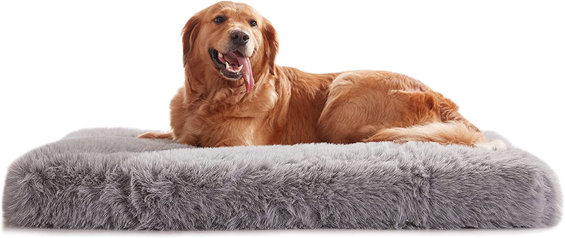 PETABBY Orthopedic Dog Bed for Large Dogs, Self-Warming Plush Dog Bed Mattress with Washable Removable Cover, Dog Bed Pillow Cushion with Waterproof Lining for Medium Jumbo Dog Animals & Pet Supplies > Pet Supplies > Dog Supplies > Dog Beds PETABBY Plush Cover+Egg Crate Foam L(35"X22"X3") 
