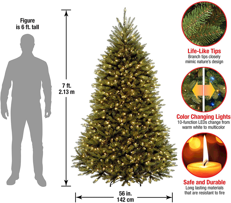 National Tree Company Pre-lit Artificial Christmas Tree | Includes Pre-strung Multi-Color LED Lights and Stand | Dunhill Fir Tree - 7 ft, Green Home & Garden > Decor > Seasonal & Holiday Decorations > Christmas Tree Stands National Tree Company   