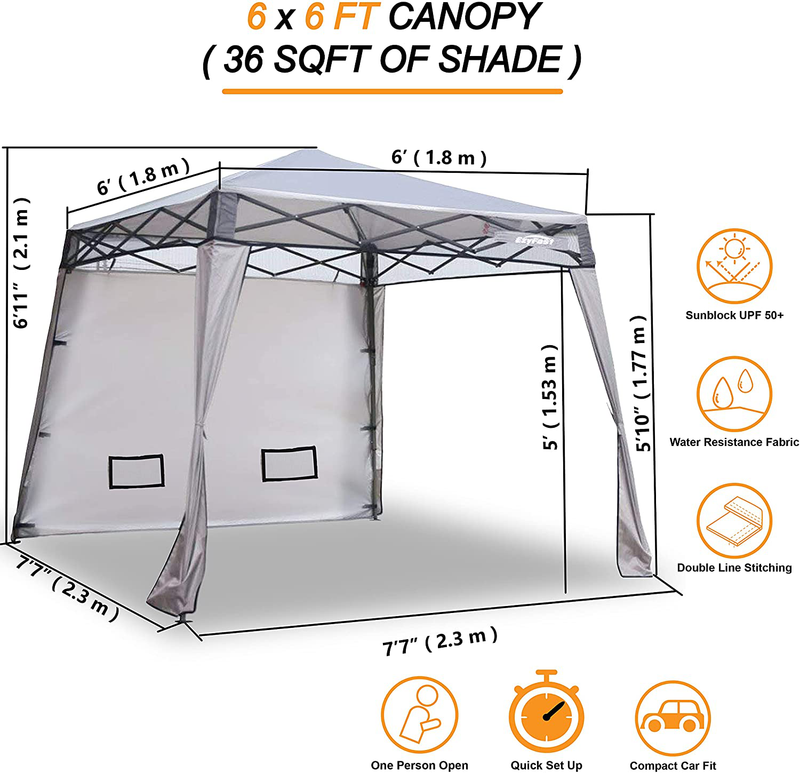 EzyFast Elegant Pop Up Beach Shelter, Compact Instant Canopy Tent, Portable Sports Cabana, 7.5 x 7.5 ft Base / 6 x 6 ft top for Hiking, Camping, Fishing, Picnic, Family Outings (6 x 6, A Khaki) Home & Garden > Lawn & Garden > Outdoor Living > Outdoor Structures > Canopies & Gazebos EzyFast   