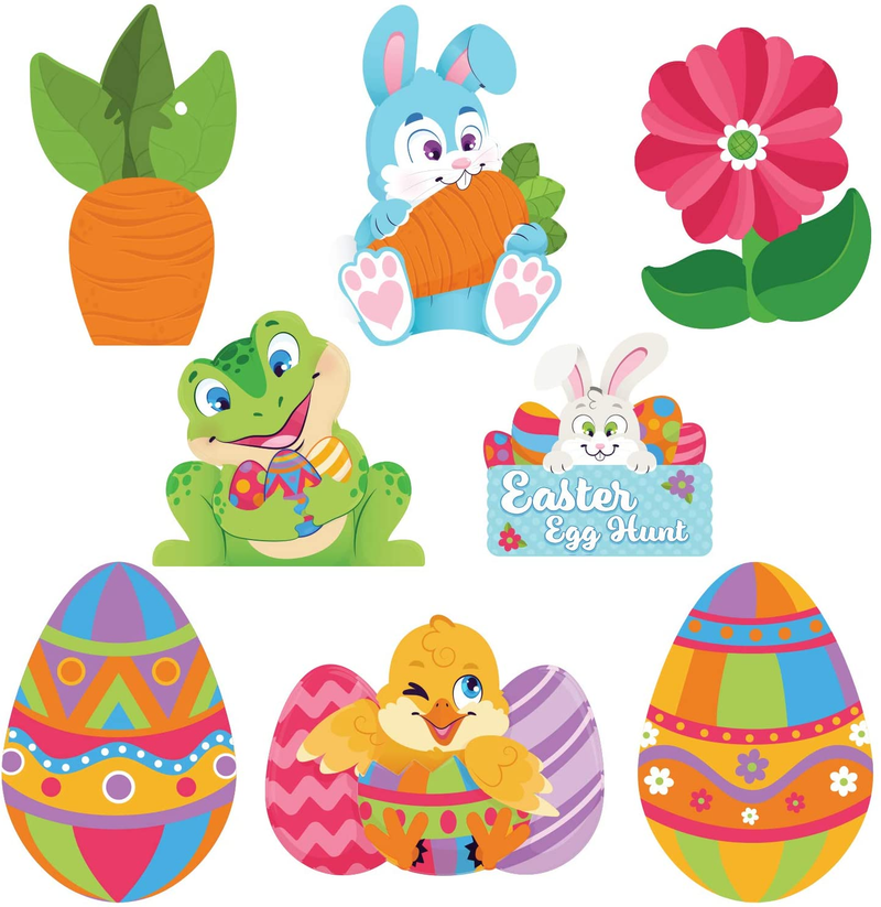 JOYIN 8 Pieces Easter Yard Signs Decorations Outdoor Bunny, Chick and Eggs Yard Stake Signs Easter Lawn Yard Decorations for Easter Hunt Game, Party Supplies Décor, Easter Props.