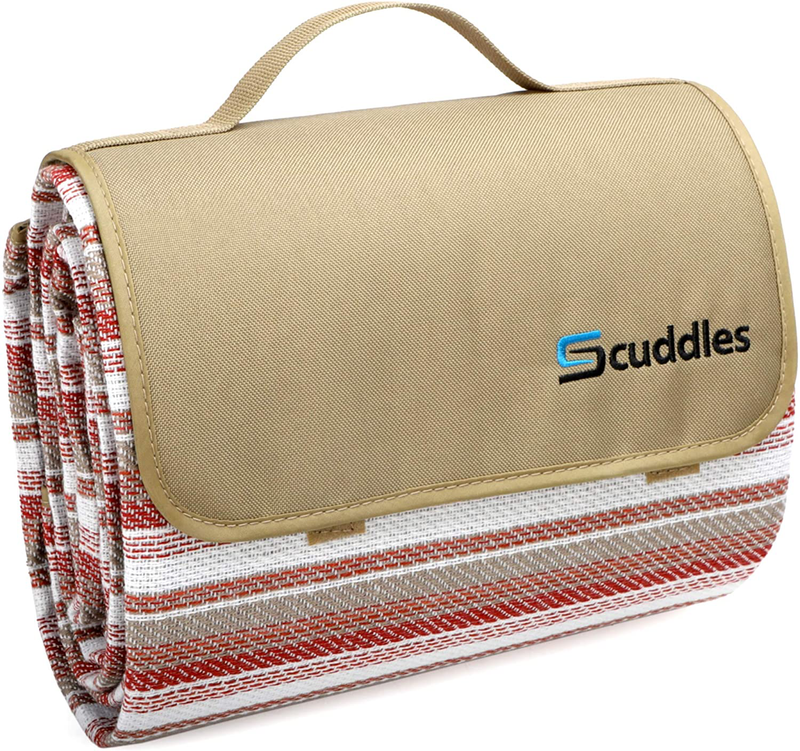 Extra Large Picnic & Outdoor Blanket Dual Layers for Outdoor Water-Resistant Handy Mat Tote Spring Summer Blue and White Striped Great for The Beach, Camping on Grass Waterproof Sandproof (60 X 79) Home & Garden > Lawn & Garden > Outdoor Living > Outdoor Blankets > Picnic Blankets scuddles Orange 60 X 79 