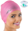 Swim Cap for Long Hair - Silicone Swimcap for Long Hair | Swimming Caps for Women & Men | Silicone Swim Caps for Long Hair - Bathing Cap to Keep Your Hair Dry Sporting Goods > Outdoor Recreation > Boating & Water Sports > Swimming > Swim Caps SWIM ELITE PINK  