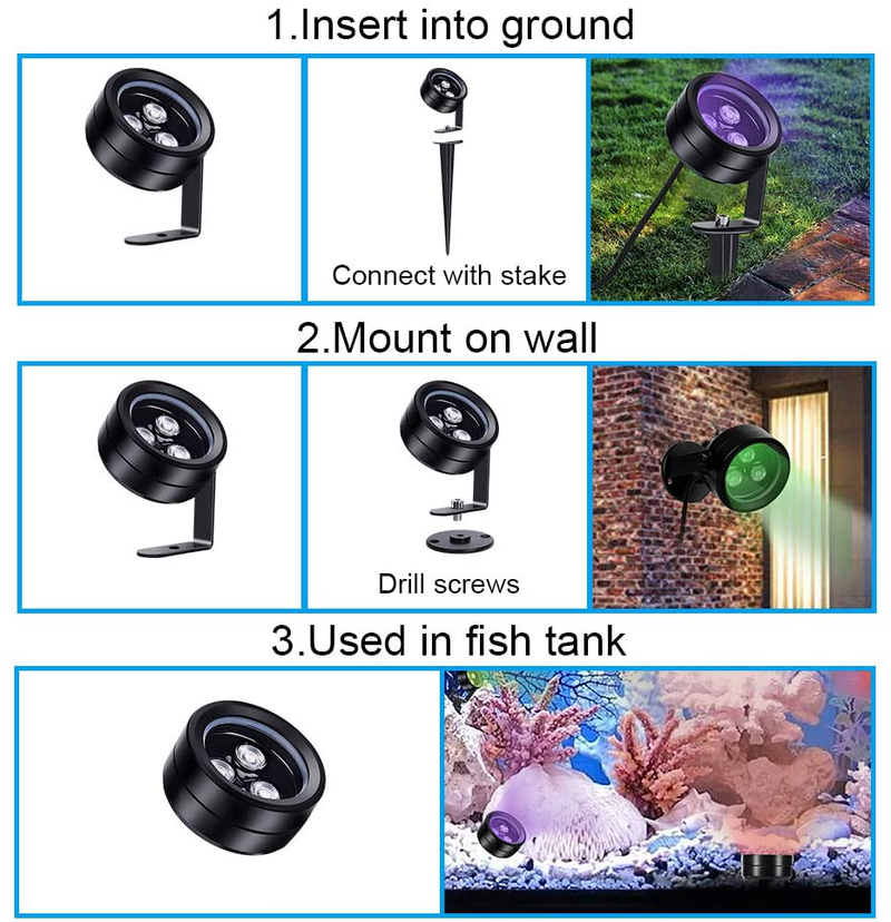 Pond Lights Remote Control Submersible Lamp IP68 Totally Full Waterproof Underwater Aquarium Spotlight Multicolor Decoration Landscape Lamp for Swimming Pool Fish Tank Fountain (Set of 4) Home & Garden > Pool & Spa > Pool & Spa Accessories COVOART   