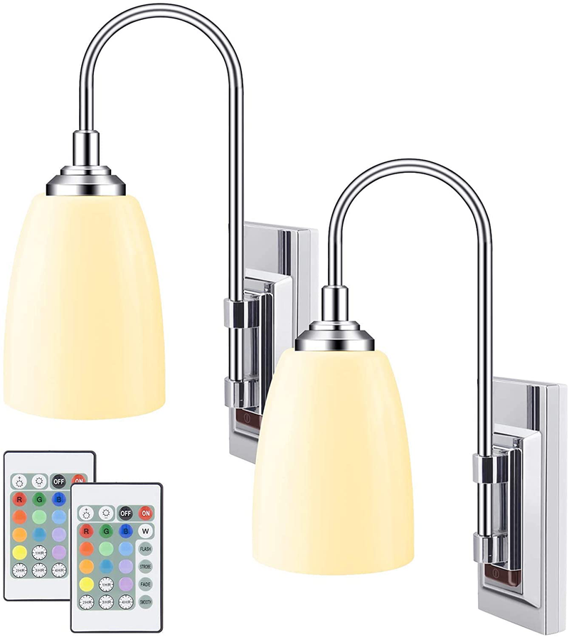 HONWELL Wall Lamp Battery Operated LED Wall Sconces Indoor Wireless 2 Pack 2 Remote Controlled Multi Color Wall Sconce Light Fixture for Room Lighting, Stick Lights for Kitchen Hallway Bathroom Home & Garden > Lighting > Lighting Fixtures > Wall Light Fixtures KOL DEALS   