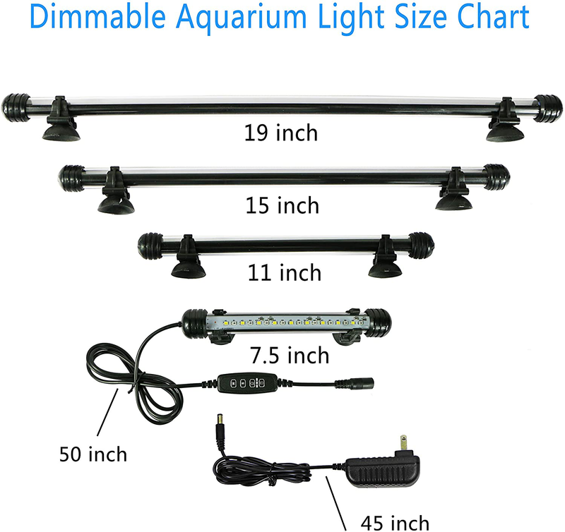 MingDak Submersible LED Aquarium Light,Fish Tank Light with Timer Auto On/Off, White & Blue LED Light bar Stick for Fish Tank, 3 Light Modes Dimmable,6W,11 Inch Animals & Pet Supplies > Pet Supplies > Fish Supplies > Aquarium Lighting MingDak   
