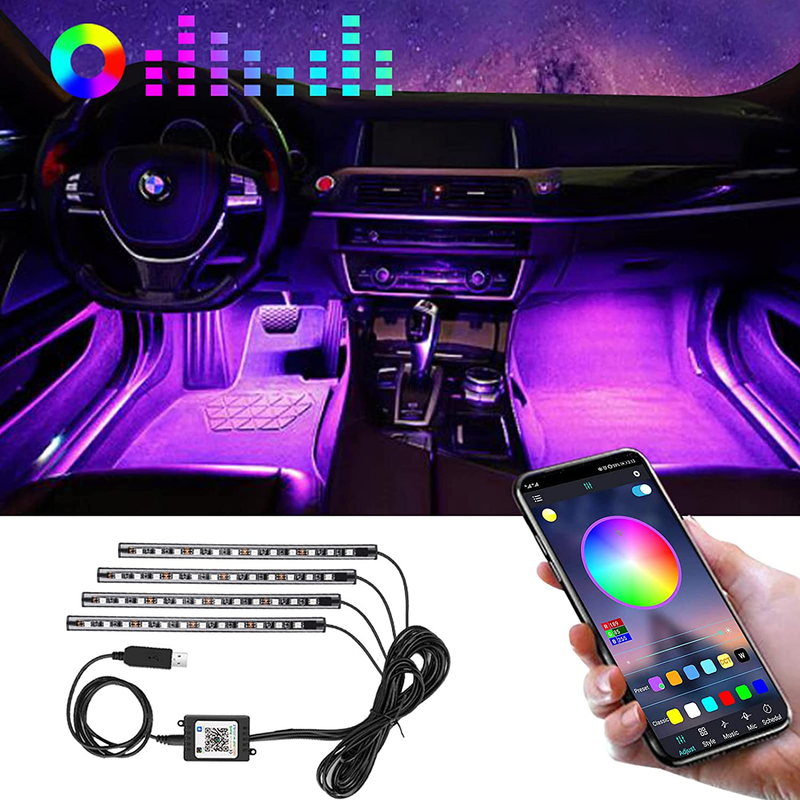 Winzwon Car Led Lights Interior 4 Pcs 48 Led Strip Light For Car With USB Port APP Control For iPhone Android Smart Phone Infinite DIY Colors Music Microphone Control Vehicles & Parts > Vehicle Parts & Accessories > Motor Vehicle Parts > Motor Vehicle Lighting Winzwon Default Title  