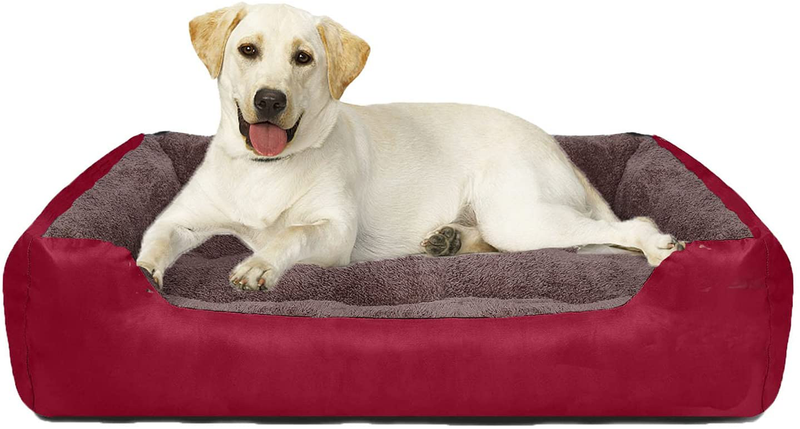 CLOUDZONE Dog Beds for Large Dogs, Large Dog Bed Machine Washable Rectangle Breathable Soft Padding with Nonskid Bottom Pet Bed for Medium and Large Dogs or Multiple Animals & Pet Supplies > Pet Supplies > Dog Supplies > Dog Beds CLOUDZONE Red XL-Medium(32''x26''x7'') 