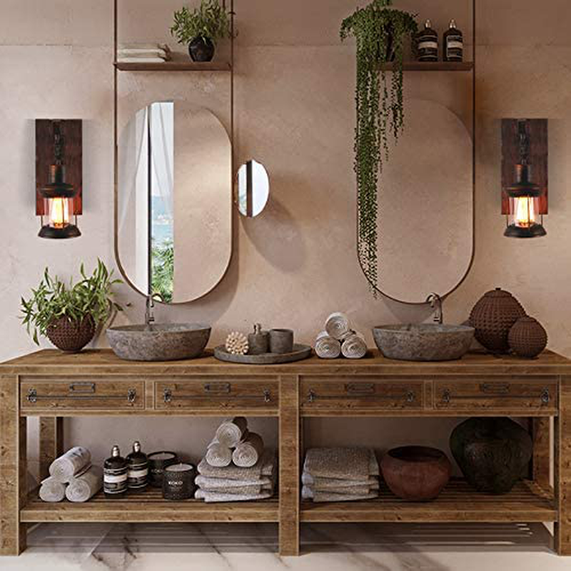 Lightinthebox Single Head Industrial Vintage Retro Wooden Metal Painting Color Wall Lamp Wall Light Sconces Lighting Fixture for Home / Hotel / Corridor Decorate 110-120V 60W 2PCS