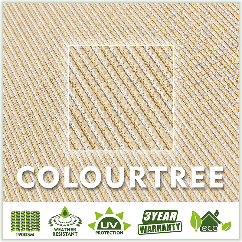 ColourTree 8' x 16' Beige Rectangle Sun Shade Sail Canopy Awning Fabric Cloth Screen - UV Block UV Resistant Heavy Duty Commercial Grade - Outdoor Patio Carport - (We Make Custom Size) Home & Garden > Lawn & Garden > Outdoor Living > Outdoor Umbrella & Sunshade Accessories ColourTree   