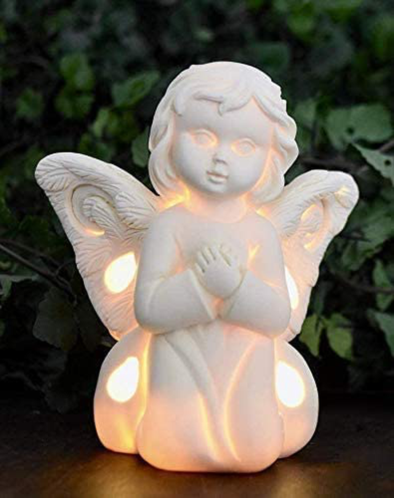 Funeral Flowers Alternative Sympathy Gift Statue Tealight Candle Holder LED Angel Figurines in Loving Memory of Loved One Bereavement Remembrance Condolence Gifts for Grief Loss of Loved One Grieving