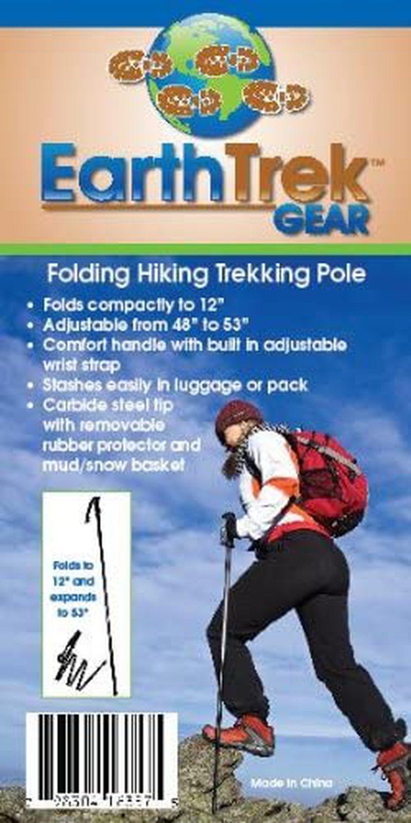 EARTHTREKGEAR Folding Collapsible Travel Hiking Trekking Pole Sporting Goods > Outdoor Recreation > Camping & Hiking > Hiking Poles EARTHTREKGEAR   