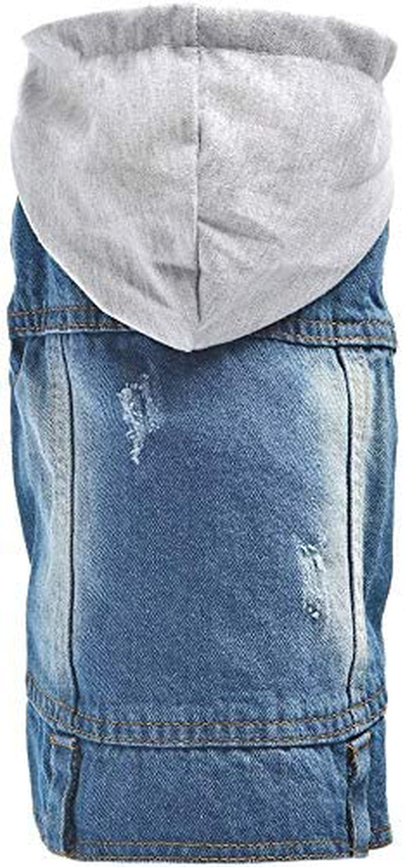 Companet Breathable Pet Clothes, Soft and Warm Winte Clothes for Small Medium Dogs Cats, Dog Jeans Jacket Cool Blue Denim Coatlapel Vests Classic Puppy Blue Vintage Washed Clothes Hoodie Vest Animals & Pet Supplies > Pet Supplies > Cat Supplies > Cat Apparel Companet Grey X-Small (Pack of 1) 