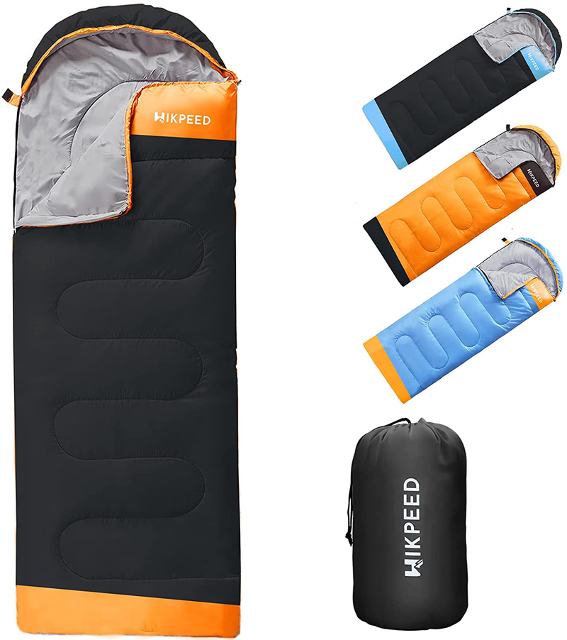 HIKPEED Camping Sleeping Bags, Lightweight 3 Seasons Backpacking Sleeping Bag Camp Bedding for Camping Hiking Outdoor Warm & Cool Weather Sleepover Sporting Goods > Outdoor Recreation > Camping & Hiking > Sleeping BagsSporting Goods > Outdoor Recreation > Camping & Hiking > Sleeping Bags HIKPEED Black+Orange  