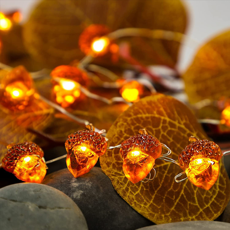 IMPRESS LIFE Christmas String Lights, Acorn 10ft Silver Wire 40 LED Battery Powered with Dimmable Remote Timer for Ice Age, Indoor Outdoor, Wedding, Birthday Bedroom Fireplace Mantel Xmas Decorations Home & Garden > Decor > Seasonal & Holiday Decorations& Garden > Decor > Seasonal & Holiday Decorations Impress Life   