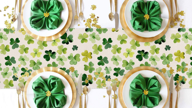 St. Patrick'S Day Table Runner, Spring Green Shamrock Table Runners for Kitchen Dining Coffee or Indoor and Outdoor Home Parties Decor 13 X 72 Inches Arts & Entertainment > Party & Celebration > Party Supplies Sambosk   