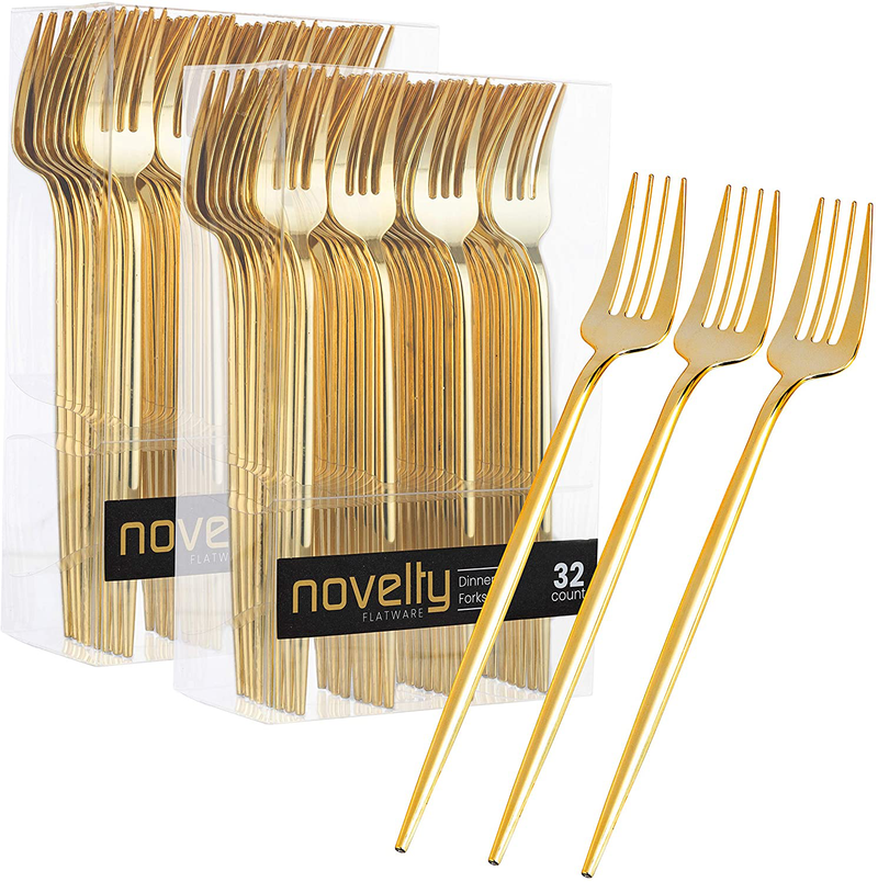 Novelty Modern Flatware, Cutlery, Disposable Plastic Dinner forks Luxury Gold 64 Count Home & Garden > Kitchen & Dining > Tableware > Flatware > Flatware Sets PLASTICPRO Forks 64 