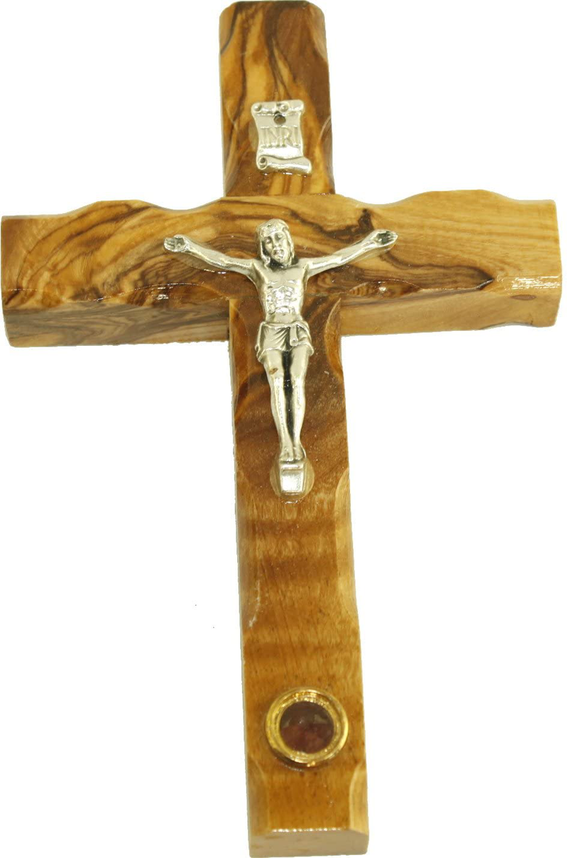Olive wood Cross/Crucifix with sample from the Holy Land (5 Inches) Home & Garden > Decor > Artwork > Sculptures & Statues Holy Land Market 5 Inch Crucifix with sample  
