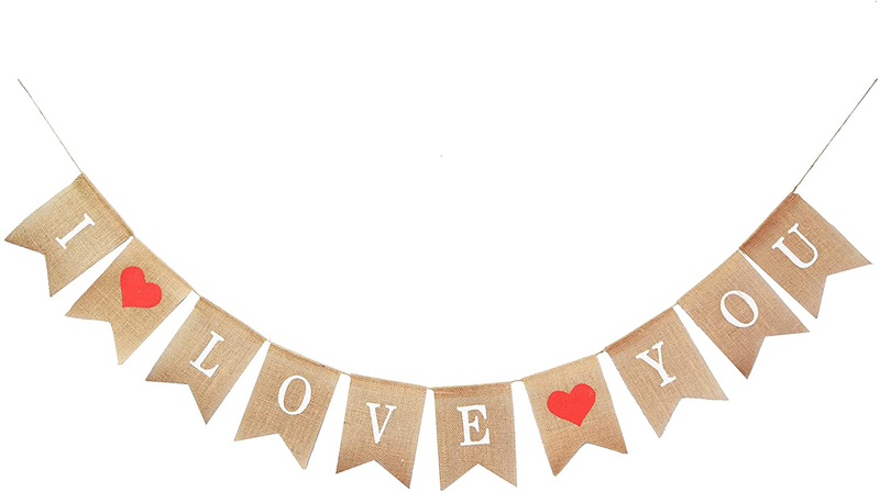 Mandala Craft Burlap I Love You Banner for Valentines Garland - I Love You Garland for Anniversary Birthday Wedding – Heart Love Decorations Valentines Day Garland for Fireplace Mantles Arts & Entertainment > Party & Celebration > Party Supplies Mandala Crafts   