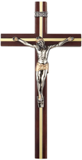 KUXBET Crucifix Wall Cross Catholic Wooden Jesus Christ Wall Hanging Cross for Home Decor , 10 Inch - Antique Gold