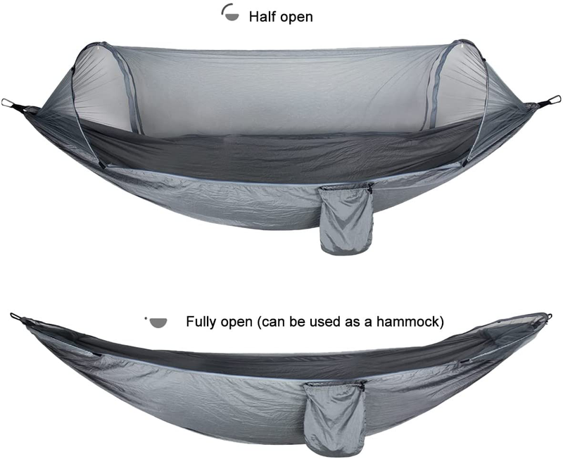Double Hammock with Mosquito Net for 1-2 Person,Imngbl Portable Lightweight Pop up Hammocks with Bug Net & Tree Straps for outside Camping