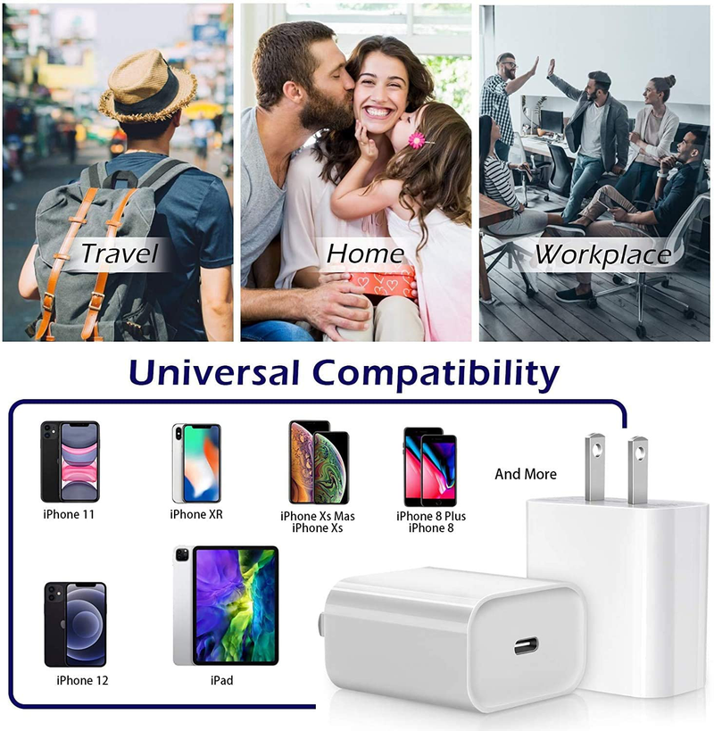 [Apple MFi Certified] iPhone Fast Charger, Veetone 20W PD Type C Power Wall Charger Travel Plug with 6FT USB C to Lightning Quick Charge Sync Cable Compatible with iPhone 12/11/XS/XR/X 8/SE 2020, iPad Electronics > Electronics Accessories > Power > Power Adapters & Chargers Veetone   