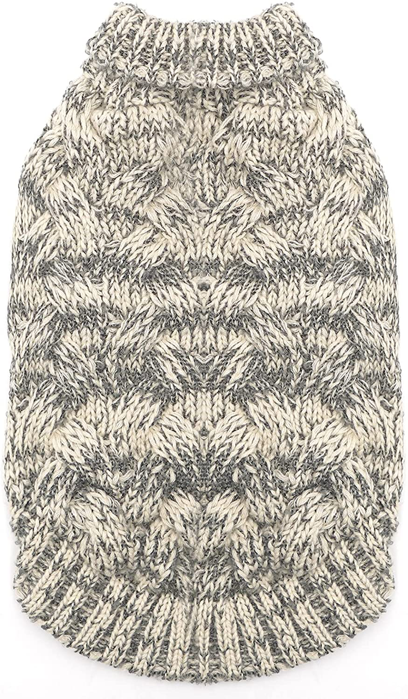 Cyeollo Dog Sweater Thickened Dog Sweaters Turtleneck Soft Pullover Knitwear Warm Winter Dog Clothes for Small Medium Dogs Animals & Pet Supplies > Pet Supplies > Dog Supplies > Dog Apparel cyeollo Grey Small 