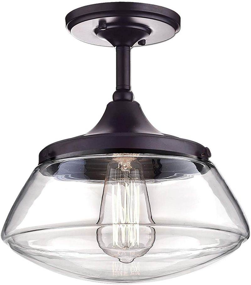 CLAXY Vintage Metal Glass Ceiling Light 1-Light Pendant Lighting Chandelier Home & Garden > Lighting > Lighting Fixtures > Ceiling Light Fixtures KOL DEALS   