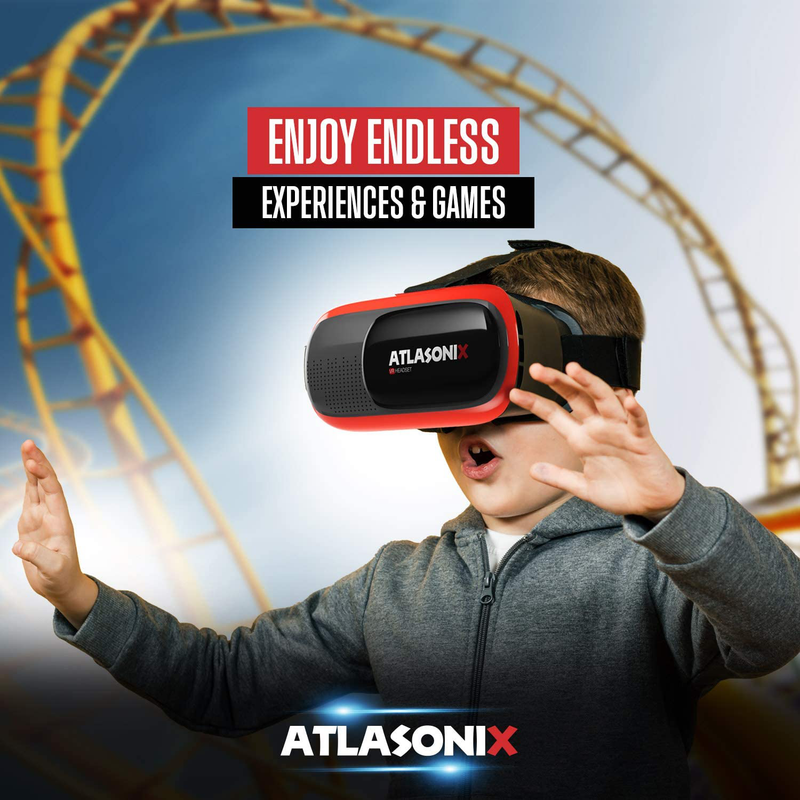 VR Headset Compatible with iPhone and Android Phones - Virtual Reality Goggles | Comfortable & Adjustable Glasses with Full Eye Protection | Play Your Best Mobile 3D Games - Gift for Kids and Adults Electronics > Electronics Accessories > Computer Components > Input Devices > Game Controllers Atlasonix   