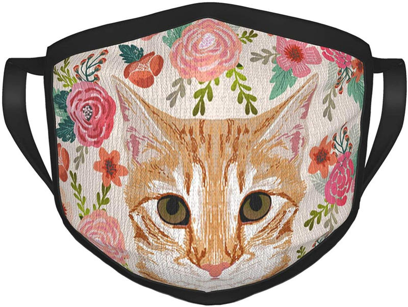 Gocerktr Mouth Cover Reusable anti Dust Windpfroof Face Cover for Outdoors, Festivals, Sports, Raves Animals & Pet Supplies > Pet Supplies > Cat Supplies > Cat Apparel Gocerktr Orange Portrait Tabby Cat Spring Florals Cute Lady  