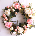 Dseap Wreath - 21”, Rose: Large Rustic Farmhouse Decorative Artificial Flower Wreath, Faux Floral Wreath for Front Door Window Wedding Outdoor Indoor - Round, Pink Home & Garden > Plants > Flowers Dseap Pink(14-inches)  