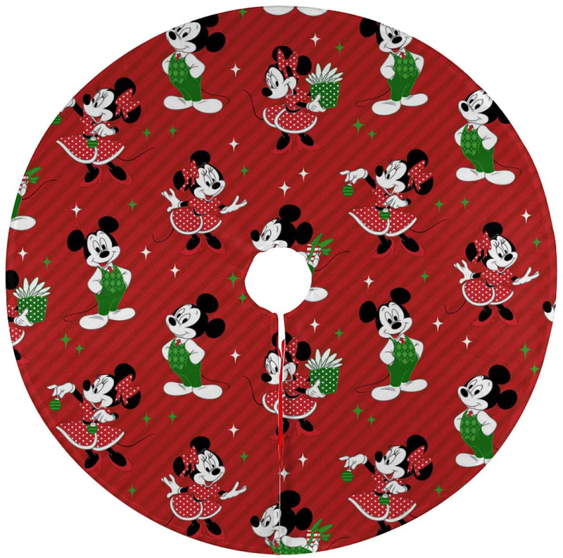 Mickey and Minnie Christmas Tree Skirt 36 Inch Xmas Tree Skirts Decorations for Holiday Party Tree Mat Halloween Christmas Decorations Home & Garden > Decor > Seasonal & Holiday Decorations > Christmas Tree Skirts JEEFANS Mi,laoshu  