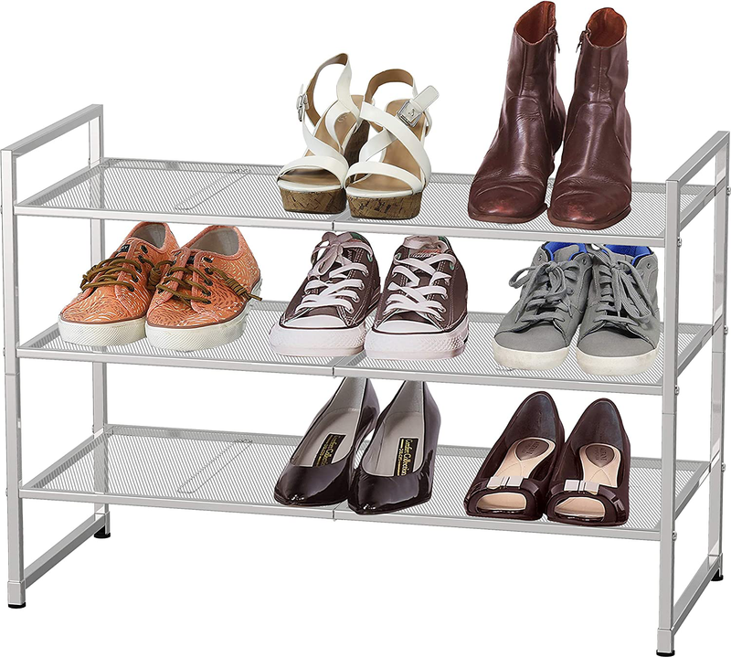 Simplehouseware 3-Tier Stackable Utility Shoes Organizer Rack, Bronze Furniture > Cabinets & Storage > Armoires & Wardrobes Simple Houseware Silver  