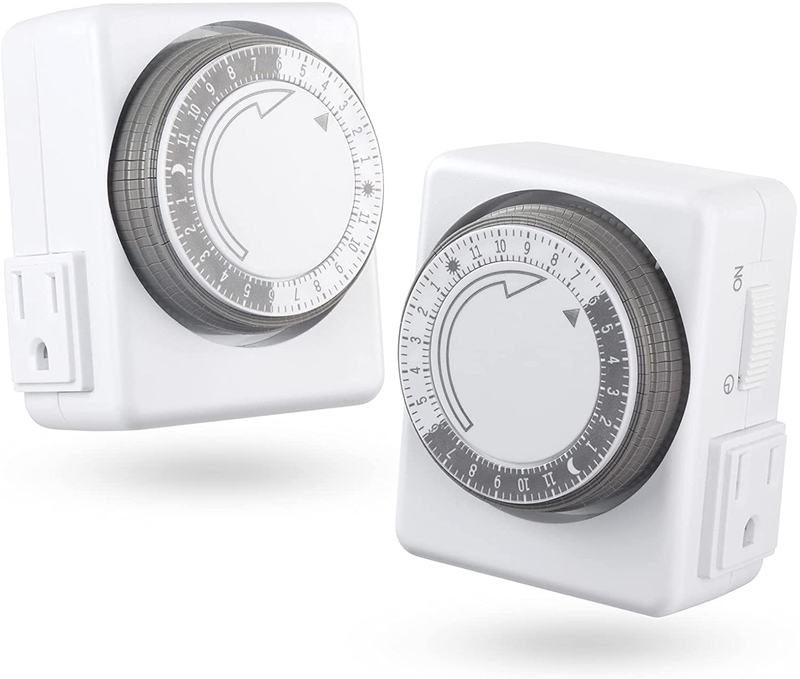 HBN Indoor Timer-24 Hour Plug-in Mechanical Indoor Mini Timer with 2 Outlets, Heavy Duty Daily On/Off Cycle, 3 Prong, 2-Pack Home & Garden > Lighting Accessories > Lighting Timers HBN Default Title  
