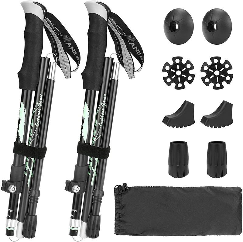 Hiking Poles, Number-One Collapsible Trekking Poles 2 Pack Ultralight Aluminum Alloy Walking Sticks with EVA Grip and Quick Lock System, Telescopic Hiking Sticks for Men Women Hiking Camping Outdoor