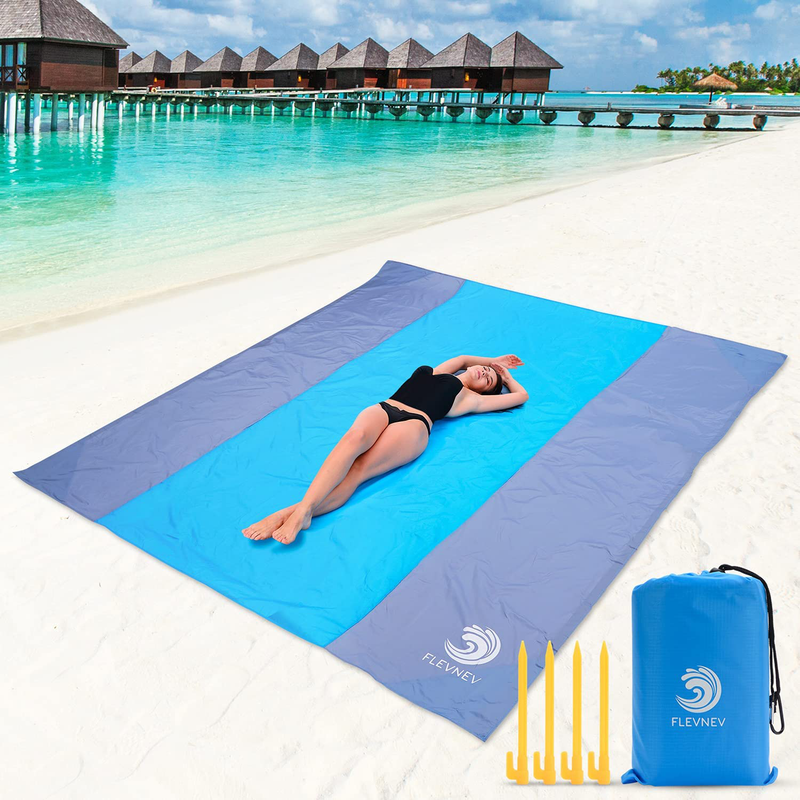 Flevnev Beach Blanket Sandproof Waterproof, Extra Large 83"X79" Sand Free Beach Mat with 4 Stakes for Beach, Camping, and Picnic… Home & Garden > Lawn & Garden > Outdoor Living > Outdoor Blankets > Picnic Blankets Flevnev 10'X 9'  