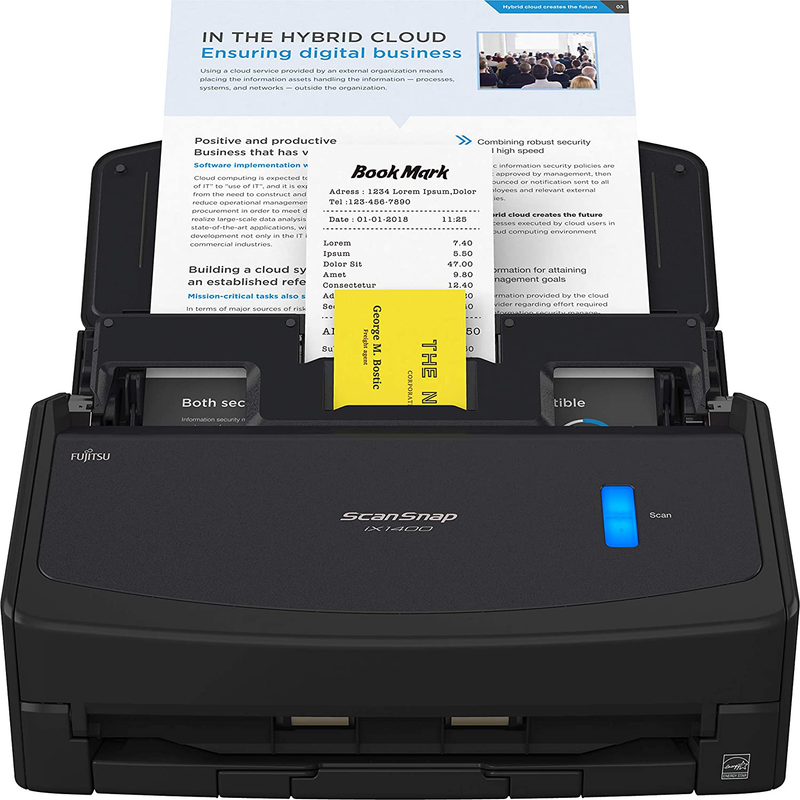 Fujitsu ScanSnap iX1600 Versatile Cloud Enabled Document Scanner for Mac or PC, White Electronics > Print, Copy, Scan & Fax > Scanners FUJITSU ScanSnap iX1400 Black  