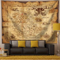 QCWN Pirate Map Tapestry, Treasure Map Tapestry, Island Treasure Map Nautical Wall Tapestry,Tapestry for Men,Halloween Map Tapestry Room Decor for Men,Pirate Decor,Birthday Party. Home & Garden > Decor > Artwork > Decorative Tapestries QCWN Treasure Map 78"L*59"W 