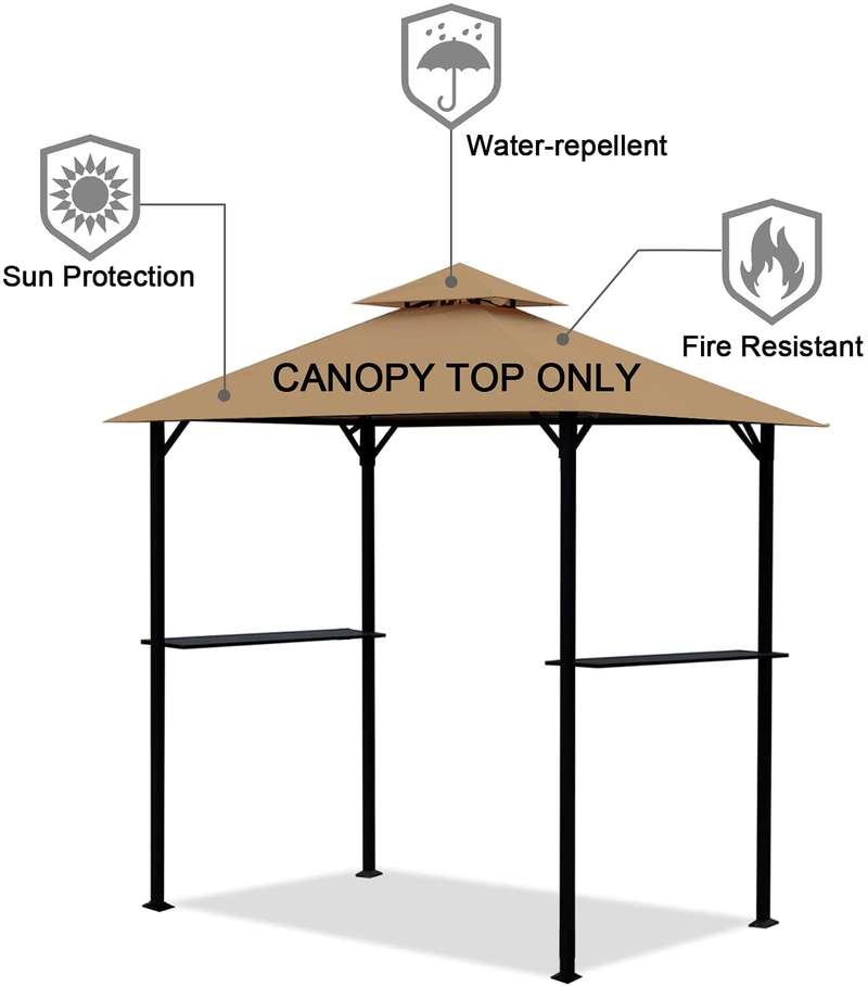 Grill Gazebo Replacement Canopy Roof - Viragzas 5x8 Double Tiered Gazebo Shelter Canopy Top Cover Outdoor BBQ Tent Roof ONLY FIT for Model L-GG001PST-F (Khaki) Home & Garden > Lawn & Garden > Outdoor Living > Outdoor Structures > Canopies & Gazebos Viragzas   
