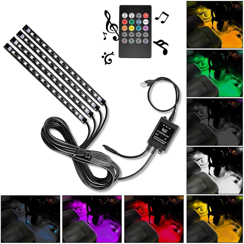 Nilight 4PCS 48 LEDs USB Interior Lights DC 5V Multicolor Music Car Strip Light Under Dash Lighting Kit with Sound Active Function and Wireless Remote Control (TR-12) Vehicles & Parts > Vehicle Parts & Accessories > Motor Vehicle Parts > Motor Vehicle Lighting ‎Nilight USB Interior Lights  