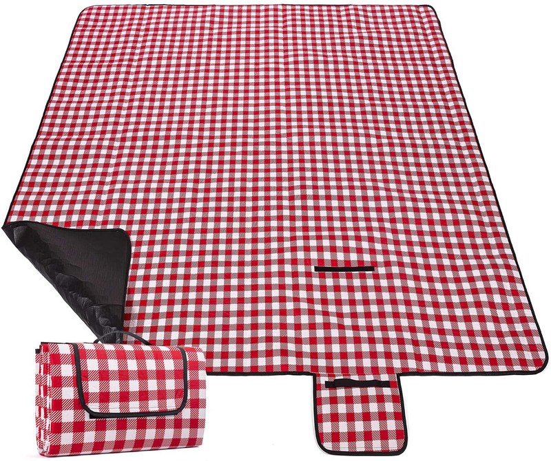 RUPUMPACK Extra Large 80''x80'' Picnic Blanket Waterproof Sandproof Beach Blanket Portable Outdoor Mat for Camping Hiking on Grass (Watermelon) Home & Garden > Lawn & Garden > Outdoor Living > Outdoor Blankets > Picnic Blankets RUPUMPACK Red+white  