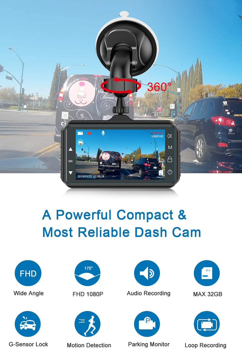 Dash Cam for Cars 1080P FHD 2021 Car Dash Camera for Cars CHORTAU 3 inch Dashcam with Night Vision,170°Wide Angle, Parking Monitor, Loop Recording, G-Sensor Vehicles & Parts > Vehicle Parts & Accessories > Motor Vehicle Electronics CHORTAU   