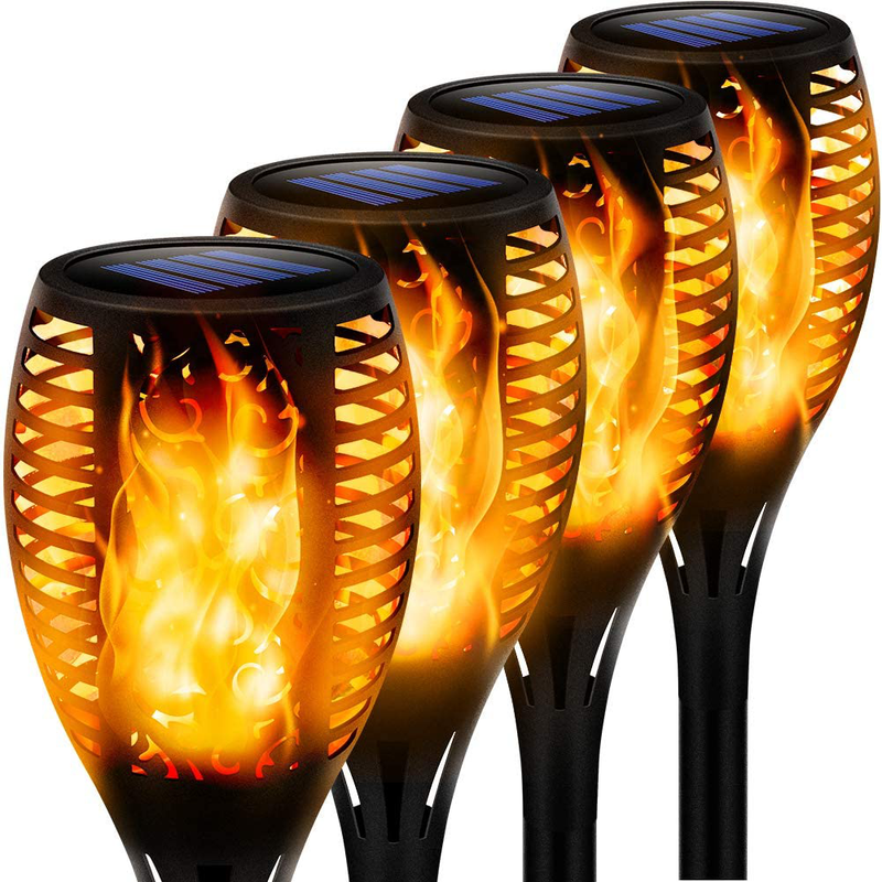 StillCool Flame Solar Lights Outdoor LED Landscape Lighting Path Lights Waterproof Flame Flickering Lamp Torch Dusk to Dawn Auto On/Off Security for Garden Yard Patio, 4 Pack Home & Garden > Lighting > Lamps StillCool 59cm  