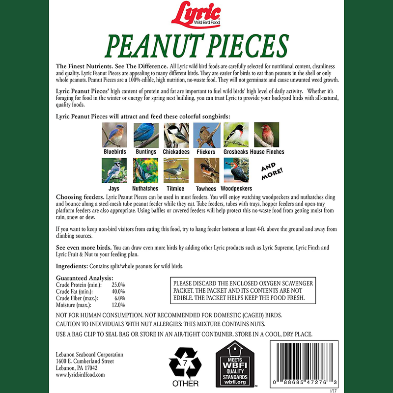 Lyric 2647464 Peanut Pieces Wild Bird Food, 5 lb Animals & Pet Supplies > Pet Supplies > Bird Supplies > Bird Food Lebanon Seaboard Corporation   