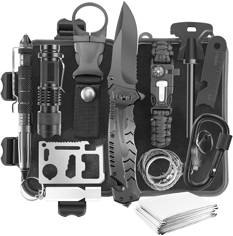 Jinager Survival Gear Kits Outdoor Survival Gear Tool for Trip,With Fire Starter, Whistle, Wood Cutter, Tactical Pen for Camping, Hiking, Climbing for Wilderness/Trip/Cars/Hiking/Camping Sporting Goods > Outdoor Recreation > Camping & Hiking > Camping Tools JINAGER   