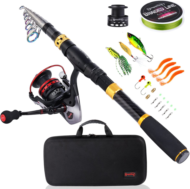 Sougayilang Fishing Rod Combos with Telescopic Fishing Pole Spinning Reels Fishing Carrier Bag for Travel Saltwater Freshwater Fishing Sporting Goods > Outdoor Recreation > Fishing > Fishing Rods Sougayilang B-Fishing Full Kits with Carrier Case-Style 2 2.1M/6.89FT 