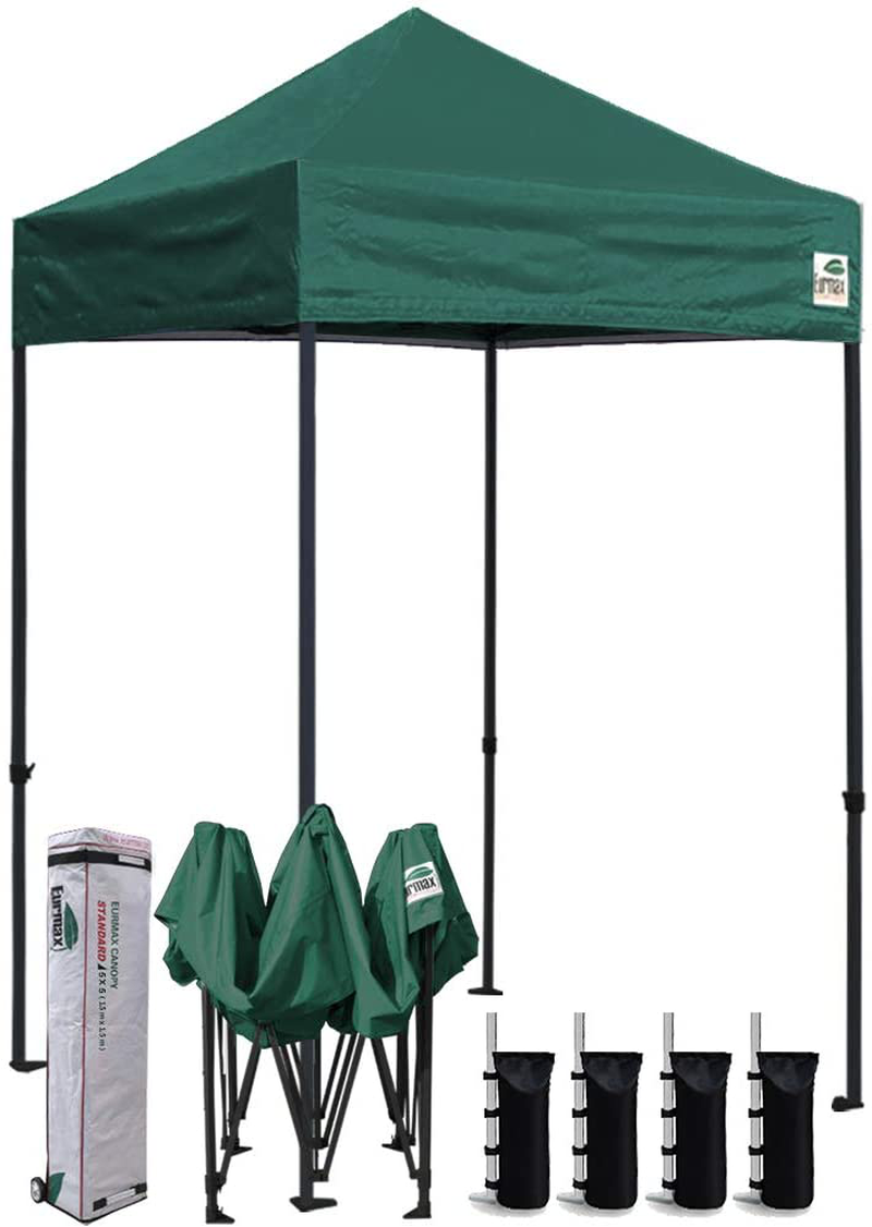 Eurmax 8x8 Feet Ez Pop up Canopy, Outdoor Canopies Instant Party Tent, Sport Gazebo with Roller Bag,Bonus 4 Canopy Sand Bags (White) Home & Garden > Lawn & Garden > Outdoor Living > Outdoor Structures > Canopies & Gazebos Eurmax Forest Green 5x5 